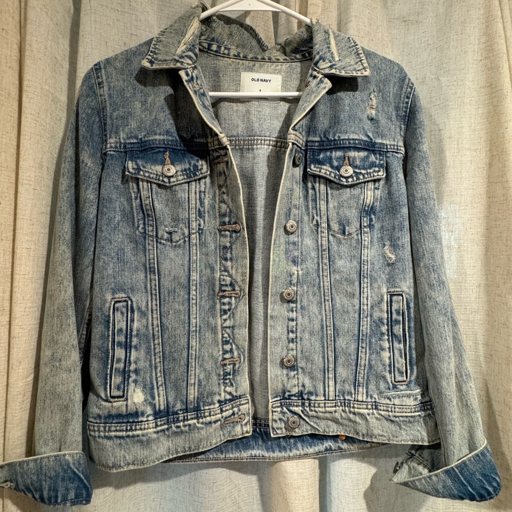 Old Navy Distressed Light Blue Jean Jacket
